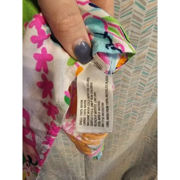 LILLY PULITZER Target Multicolor Tank Blouse NOSEY POSIE MED 100% RAYON - Picture 4 of 7